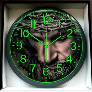 Jesus Christ Religious Glow In The Dark Wall Clock New!